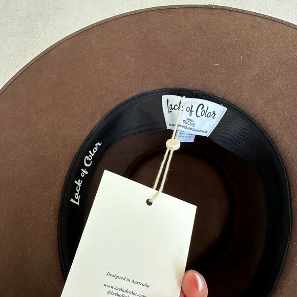 NWT Lack Of Color The Mirage Boater Hat In Brown Wide Brim Suede Band - Picture 13 of 14
